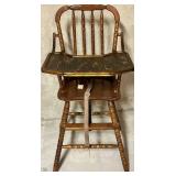 Vintage Wooden Highchair With Little Tikes Booster Seat