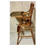 Vintage Wooden Highchair With Little Tikes Booster Seat