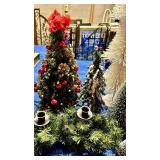 Assorted Holiday Tabletop Trees & Seasonal Decor Mixed Lot