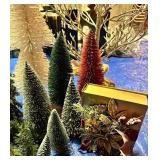 Assorted Holiday Tabletop Trees & Seasonal Decor Mixed Lot