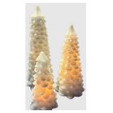 Frosted Pine Tree LED Candle Set (Lot of 3)