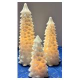 Frosted Pine Tree LED Candle Set (Lot of 3)
