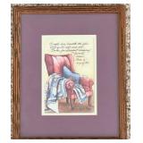 Framed Folk Art Prints Mixed Lot of 3