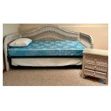 Henry Link Wicker Twin Trundle Bed & Table Mixed Lot