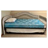 Henry Link Wicker Twin Trundle Bed & Table Mixed Lot