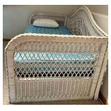 Henry Link Wicker Twin Trundle Bed & Table Mixed Lot