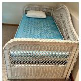 Henry Link Wicker Twin Trundle Bed & Table Mixed Lot
