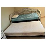 Henry Link Wicker Twin Trundle Bed & Table Mixed Lot