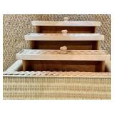 Henry Link Wicker Twin Trundle Bed & Table Mixed Lot
