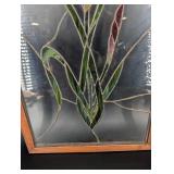 Stained Glass Floral Panel in Wood Frame