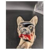 Ceramic Bulldog Figurine With Red Collar 5 in Tall