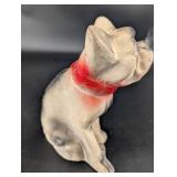 Ceramic Bulldog Figurine With Red Collar 5 in Tall