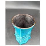 Red Wing Turquoise Crackle Glaze Ceramic Vase