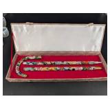 Cloisonne Floral Cane Handle Set in Box (3 Pieces)