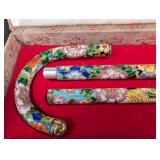 Cloisonne Floral Cane Handle Set in Box (3 Pieces)