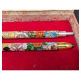 Cloisonne Floral Cane Handle Set in Box (3 Pieces)