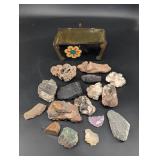 Mixed Mineral Specimen Lot With Storage Box