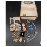 Mixed Lot Vintage Costume Jewelry With Cazadores Box