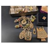 Mixed Lot Vintage Costume Jewelry With Cazadores Box