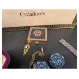 Mixed Lot Vintage Costume Jewelry With Cazadores Box