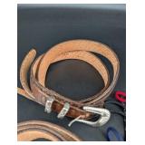 Western Leather Belt & Bolo Tie Mixed Lot