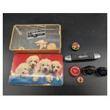 Vintage Tin Collectibles, Knife & Small Figurines Mixed Lot