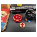 Vintage Tin Collectibles, Knife & Small Figurines Mixed Lot