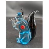 Murano Art Glass Squirrel Figurine Blue & Black