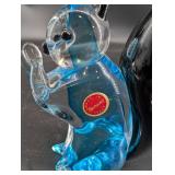Murano Art Glass Squirrel Figurine Blue & Black