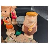 Vintage Flintstones-Style Plastic Toy Figures & Hut Pieces Mixed Lot