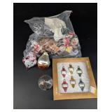 Christmas Ornament Mixed Lot Boxed Set & Loose Glass Ornaments