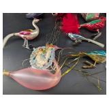 Glass Christmas Ornament Mixed Lot Birds & Figurals