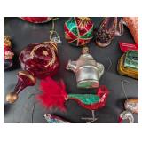 Glass Christmas Ornament Mixed Lot Birds & Figurals