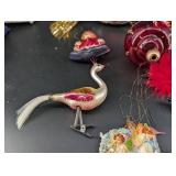 Glass Christmas Ornament Mixed Lot Birds & Figurals