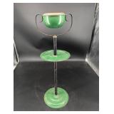 Vintage Green Metal Ashtray Pedestal Stand