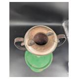 Vintage Green Metal Ashtray Pedestal Stand