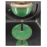 Vintage Green Metal Ashtray Pedestal Stand