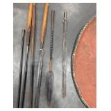 Vintage African Painted Shield & Spear Mixed Lot