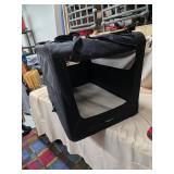 AmazonBasics Soft-Sided Folding Pet Crate Black Mesh Carrier Good