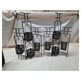 Set of 2 Black Metal Lantern Votive Candle Holders Tabletop Decor