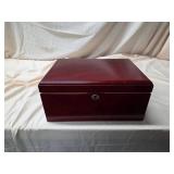 Wood Cigar Humidor Box Mahogany Finish Locking Desktop Case Good