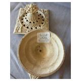Hen-Feathers Cast Iron Lidded Urn Ivory Floral Pierced Decor VG