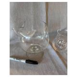 3 Pc Mixed Bar Glassware Lot Etched Snifter Pitcher Tumbler Good