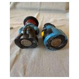 Vintage Cast Iron Amish Boy & Girl Figural Coin Bank Pair Painted