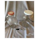 Vintage Glass Jar Lot Maple Syrup Jug & Atlas Mason Storage Jar Lids