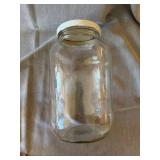 Vintage Glass Jar Lot Maple Syrup Jug & Atlas Mason Storage Jar Lids