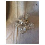 4 Etched Glass Wine Carafes Decanters w/ Metal Caddy Cabernet Pinot