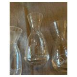 4 Etched Glass Wine Carafes Decanters w/ Metal Caddy Cabernet Pinot