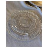 Vintage Pressed Glass Pedestal Plate & Amber Decorative Plate Lot