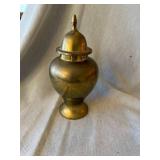 Unbranded Brass Lidded Decorative Urn Ginger Jar 10in Pedestal Base